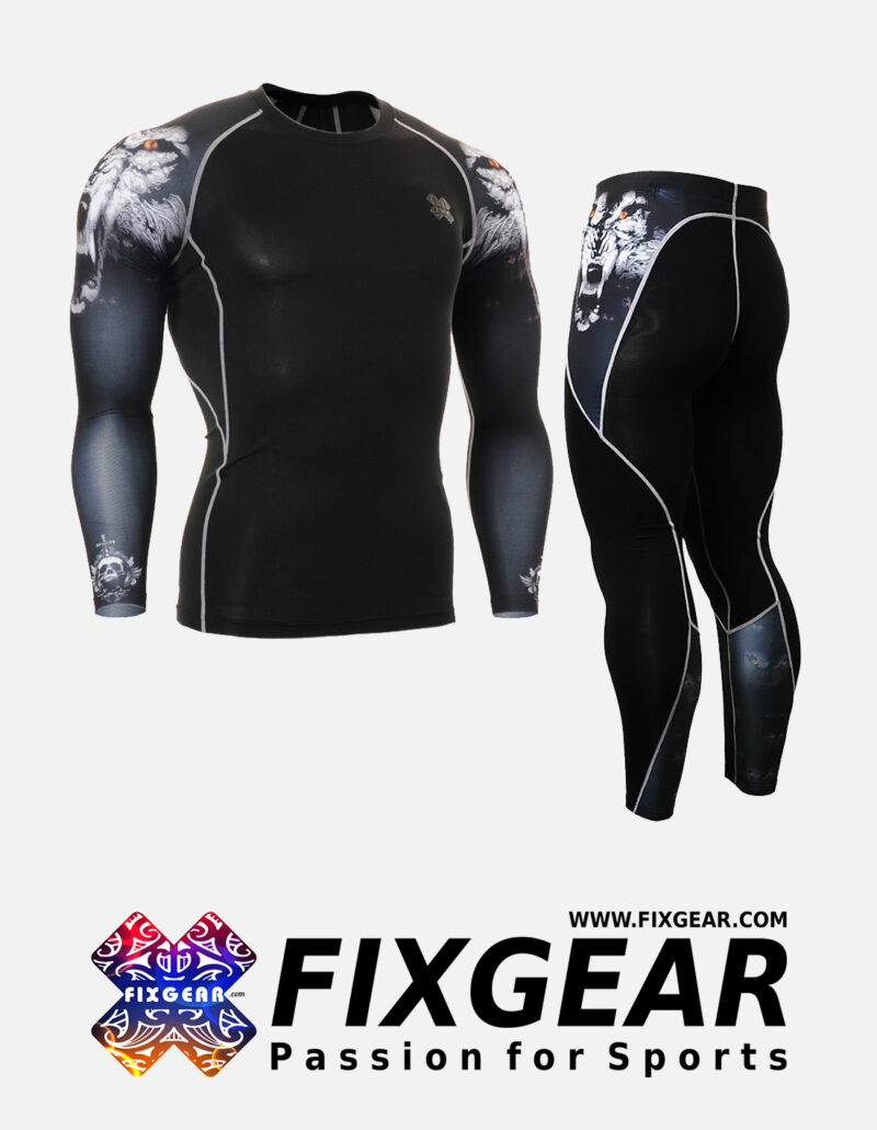 FIXGEAR CPD-P2L-B18 Set Compression Base Layer Shirt & Legging Pants