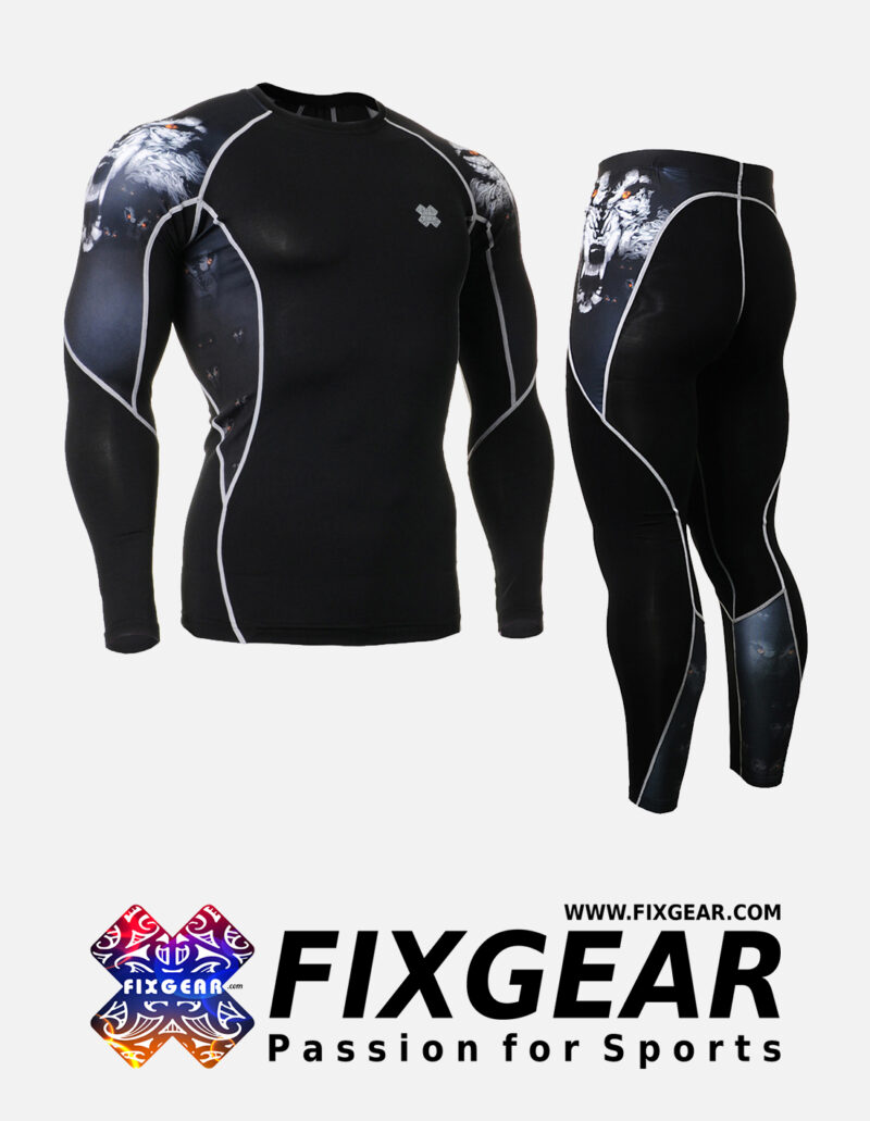FIXGEAR C2L-P2L-B18 Set Compression Base Layer Shirt & Legging Pants