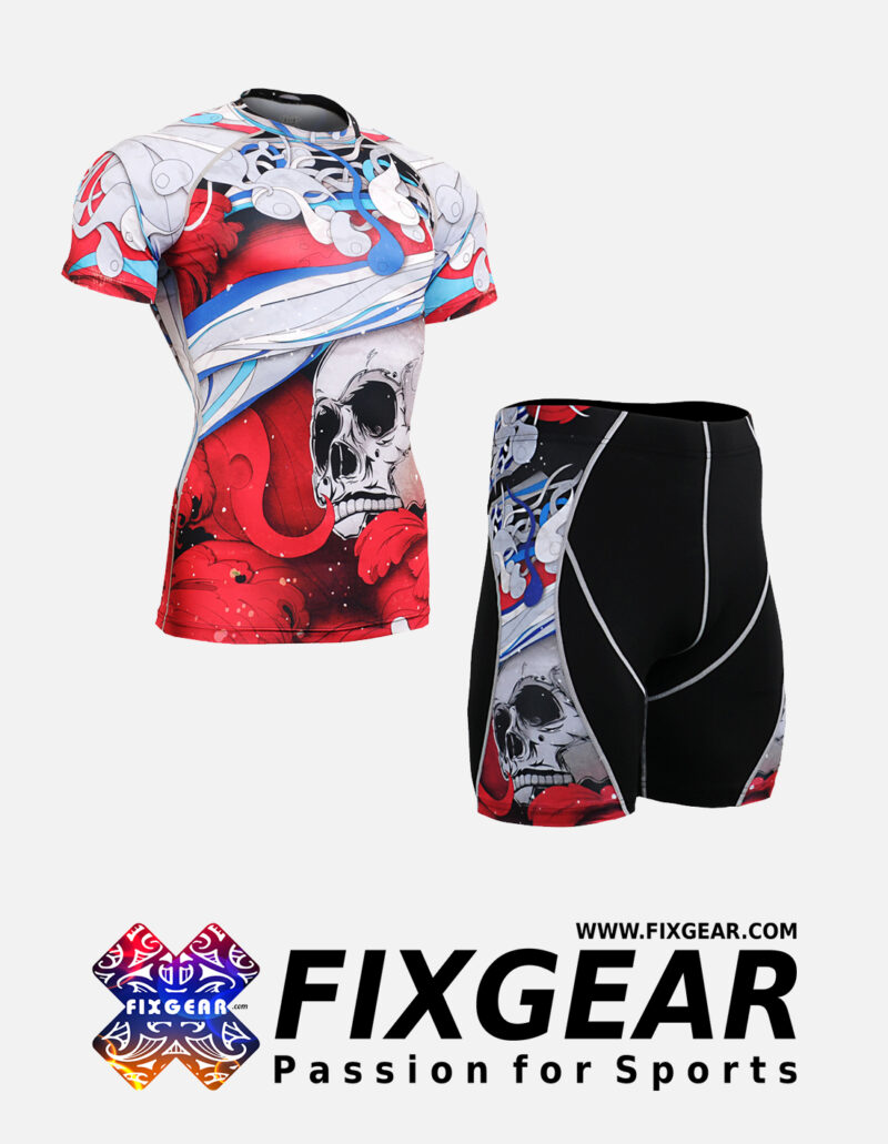 FIXGEAR CFS-P2S-B19R Set Compression Base Layer Shirt & Compression Drawer Shorts