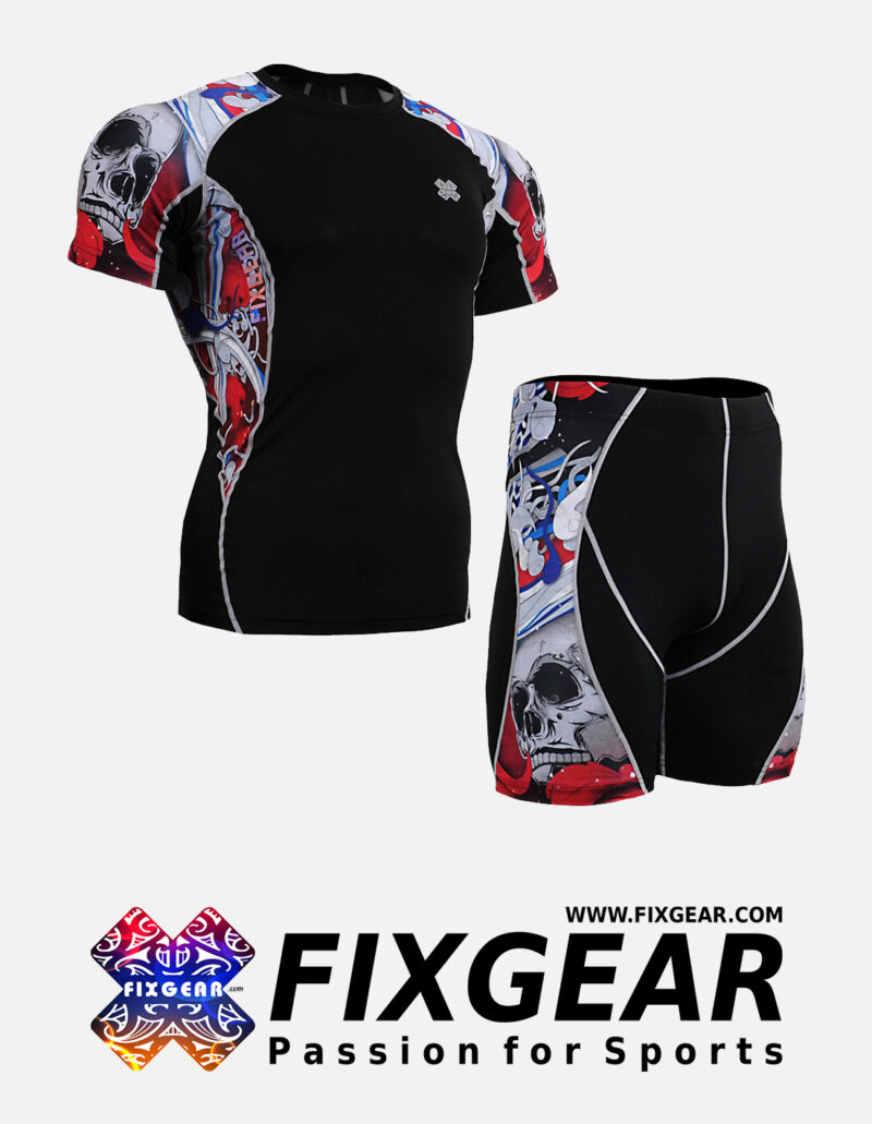 FIXGEAR C2S-P2S-B19R Set Compression Base Layer Shirt & Compression Drawer Shorts