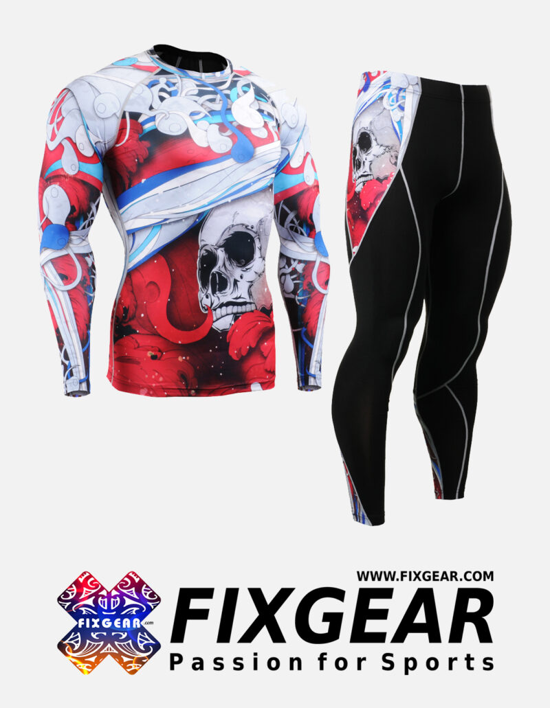 FIXGEAR CFL-P2L-B19R Set Compression Base Layer Shirt & Legging Pants