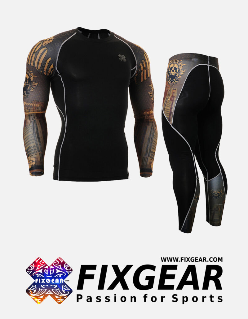 FIXGEAR CPD-P2L-B27 Set Compression Base Layer Shirt & Legging Pants